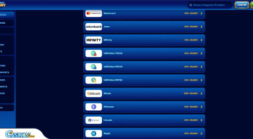 Spins of Glory Casino Payment Methods