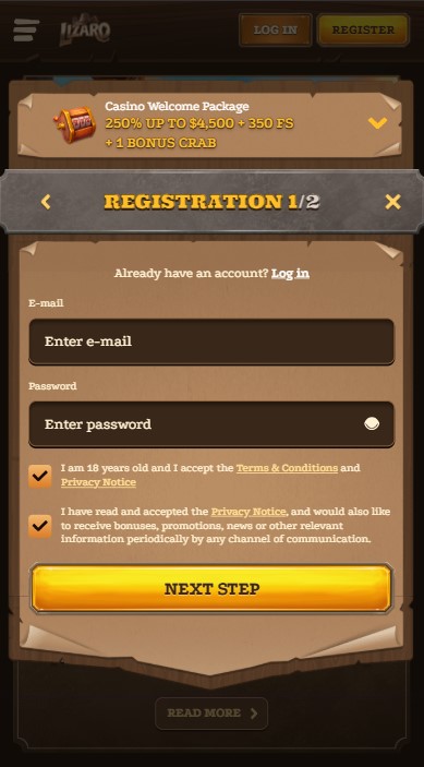 Lizaro Casino Sign Up